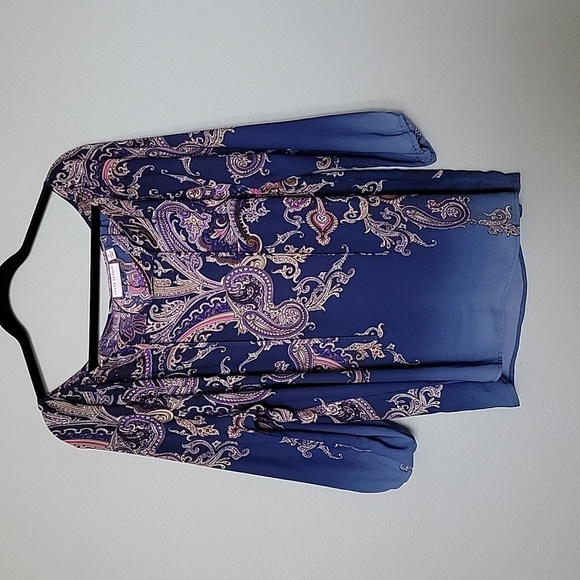 Susan Graver Popover Boho Paisley Office Blouse Size 12 - Picture 1 of 6